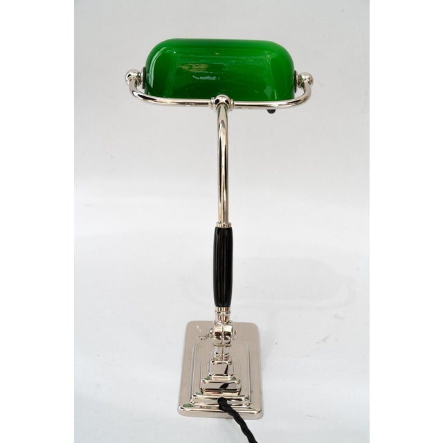 Black Art Deco Banker Lamp with Green Glass Shade, Vienna, Austria, 1920s For Sale - Image 8 of 18