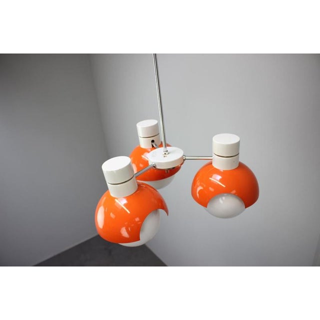 Czechoslovak Space Age Orange and Opaline Glass Chandelier from Napako, 1970s For Sale - Image 4 of 17