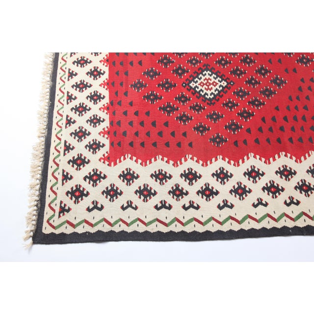 1920s 1920's Fine Antique Sarkoy Flatweave Kilim in Red & Ivory-8'11' X6 7'' For Sale - Image 5 of 12