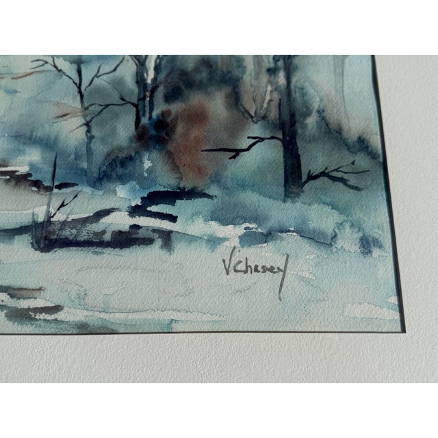 “White Birch” Original Signed Watercolor by Vivian Chasey, Framed For Sale In Naples, FL - Image 6 of 12