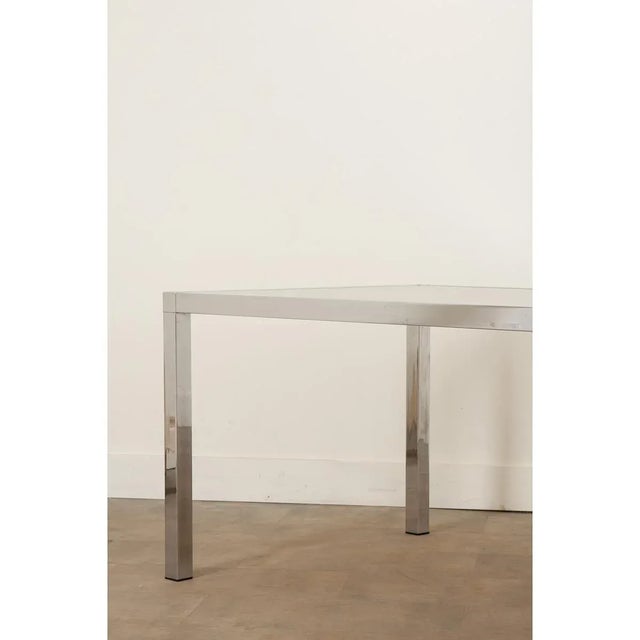 Mid 20th Century Mid-Century Glass & Chrome Dining Table in the Manner of Baughman For Sale - Image 5 of 13