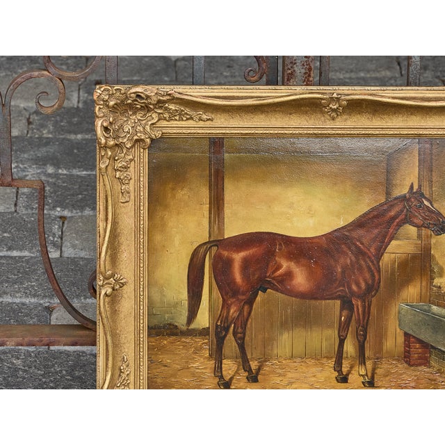 Brown American Equestrian Oil on Board Signed Louis Nadler, Early 20th Century For Sale - Image 8 of 12
