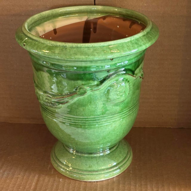 Forest Green Pair of Authentic French Anduze Pots. 7” X 9” For Sale - Image 8 of 10