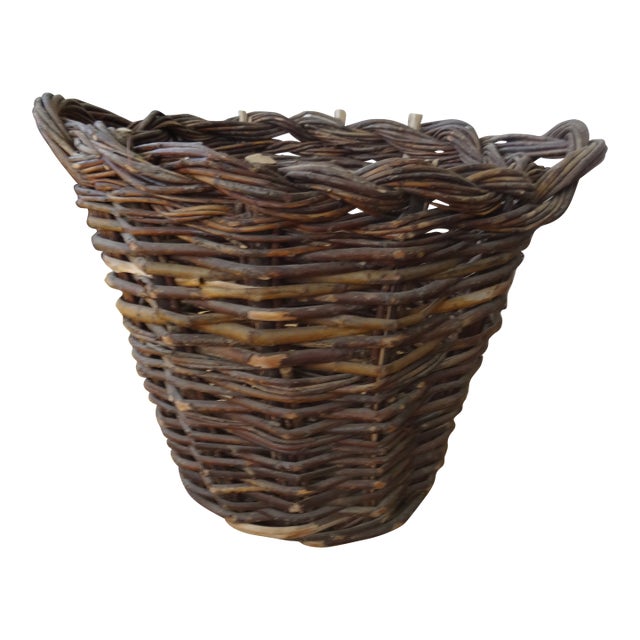 1980s Extra Large Vintage French Grapevine Basket For Sale