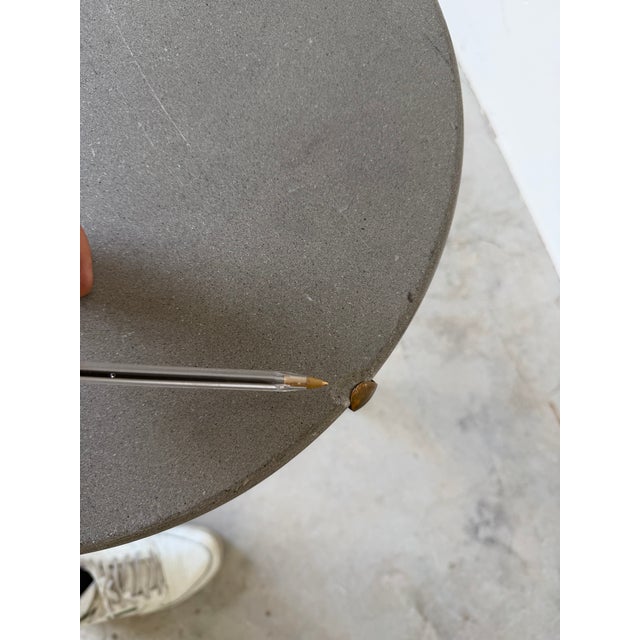 1970s Cedric Hartman Mid-Century Bronze Tripod Side Table With Concrete / Ceramic Top For Sale - Image 10 of 12