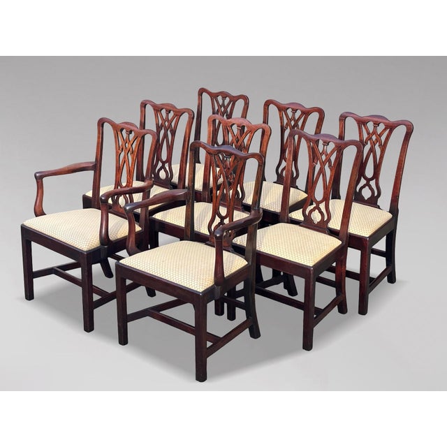 Handsome Set of Eight (6+2) George IV Period Mahogany Dining Chairs A handsome set of eight antique solid mahogany dining...