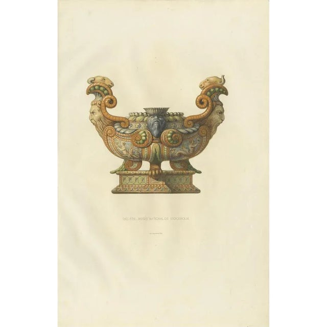 Delange, Decorative Illustration of a Salière of the National Museum, Stockholm, 1869, Print For Sale - Image 6 of 6