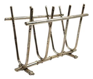 Hollywood Regency Bamboo-Shaped Brass Magazine Rack, Italy, 1970s