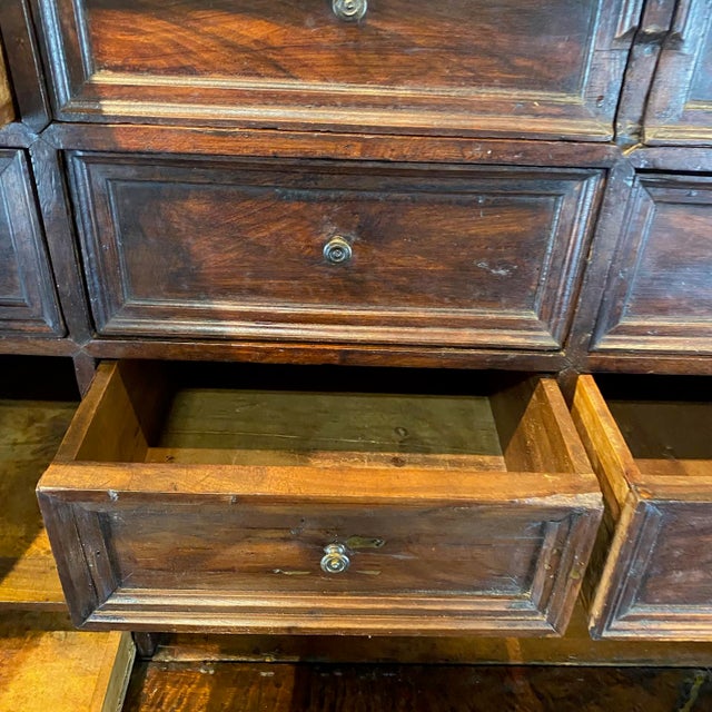 18th C Spanish Baroque Walnut Bargueno or Fall Front Writing Desk For Sale - Image 13 of 18