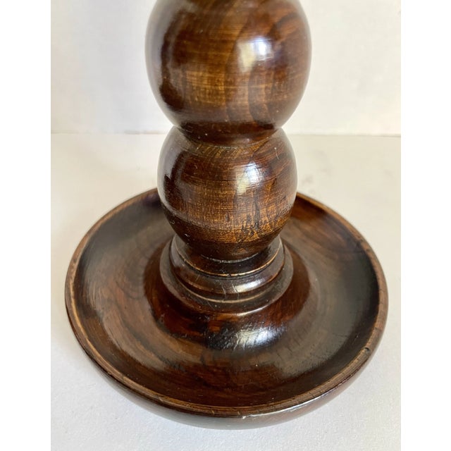 1920's English Descending "Bobbin" Solid Wood Candlestick Holders For Sale In Los Angeles - Image 6 of 9