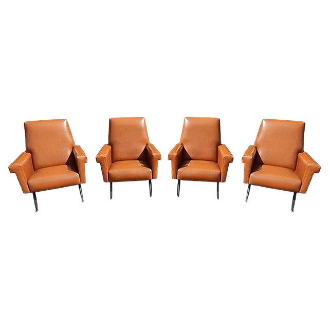 Italian Armchairs, 1950s, Set of 4 For Sale