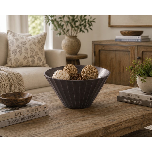 2020s Graphite Chiseled Metal Bowl For Sale - Image 5 of 7