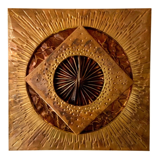 1970s Brutalist Brass Wall Sculpture in the Style of Paul Vanders & Stephen Chun For Sale