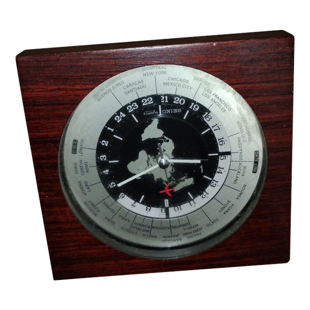 Vintage Seiko World Time Desk Clock From 1970's For Sale