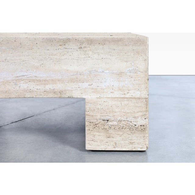 1970s Monumental Italian Travertine Coffee Table For Sale - Image 4 of 11