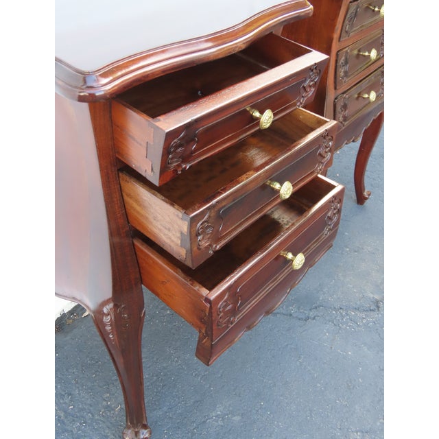 Wood French Bombay Serpentine Nightstands Bedside Tables a Pair 6653 For Sale - Image 7 of 18