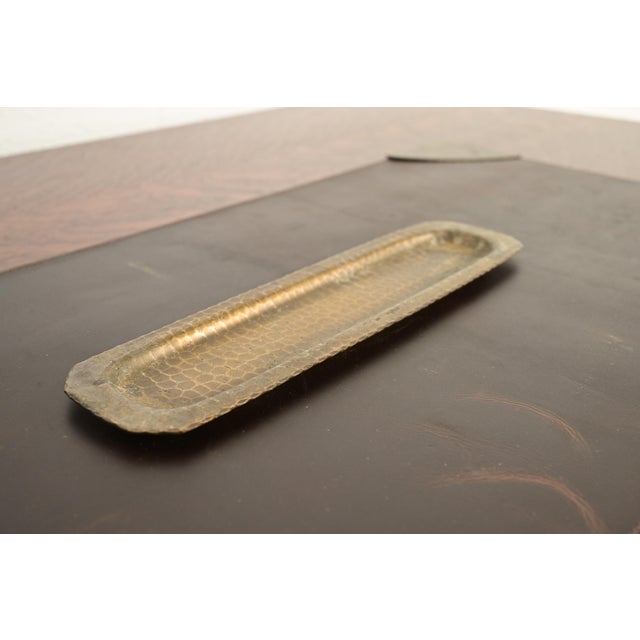 Roycroft Roycroft Arts & Crafts Brass Finished Hammered Copper Pen Tray For Sale - Image 4 of 8