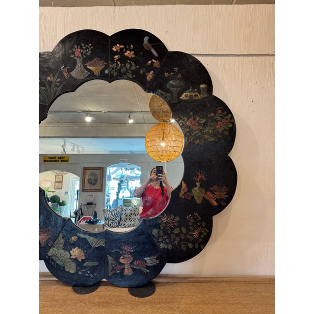 1970's Inspired Scalloped Asian Mirror For Sale In West Palm - Image 6 of 6