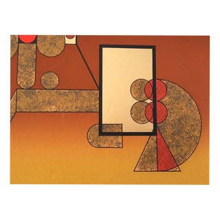 Felguérez Barra Manuel, Abstraction Gold Embossing 32/50 Forms, 1970s, Lithograph For Sale