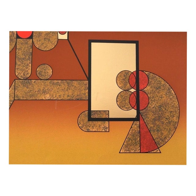 Felguérez Barra Manuel, Abstraction Gold Embossing 32/50 Forms, 1970s, Lithograph For Sale