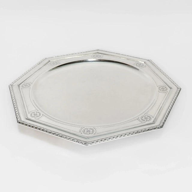 Early 20th Century Large Hexagonal Art Deco Tiffany & Co. Sterling Silver Compote/Footed Cake Plate For Sale - Image 5 of 11