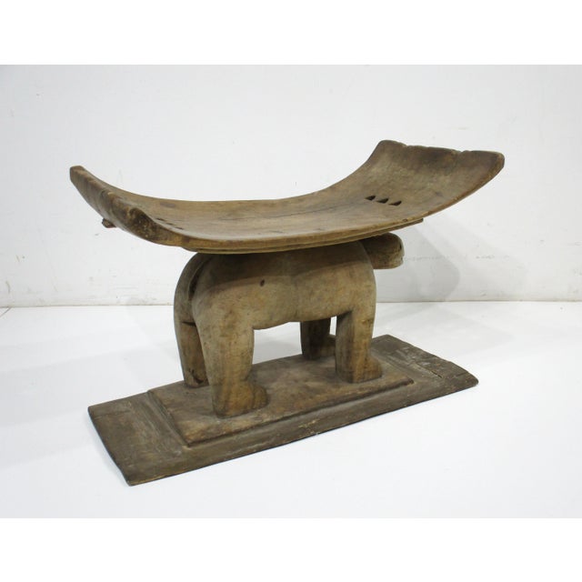 Mid Century African Ashanti Carved Wood Animal Stool For Sale - Image 9 of 11