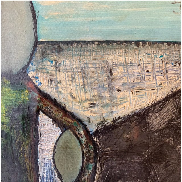 Mid-Century Modern Mid 20th Century Cubist Figurative Modern Oil Painting on Canvas, Framed For Sale - Image 3 of 7