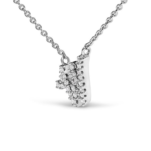 Contemporary 10K White Gold Diamond Accent "W" Initial Script Style Pendant Necklace For Sale - Image 3 of 5