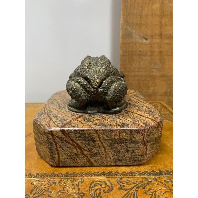 Mid 20th Century Bronze Toad Box on Marble Base For Sale - Image 4 of 5