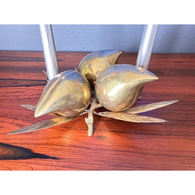 1970s Decorative Brass Lemons Candle Holder or Paperweight For Sale - Image 9 of 12