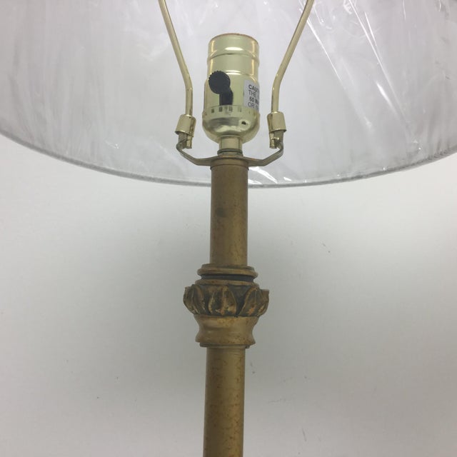 Vintage Gold Gilt Candlestick Lamps by Michael Berman With New Shades