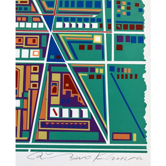 1970s Risaburo Kimura Abstract Geometric Serigraph - City 368 - Signed, Numbered For Sale - Image 5 of 5