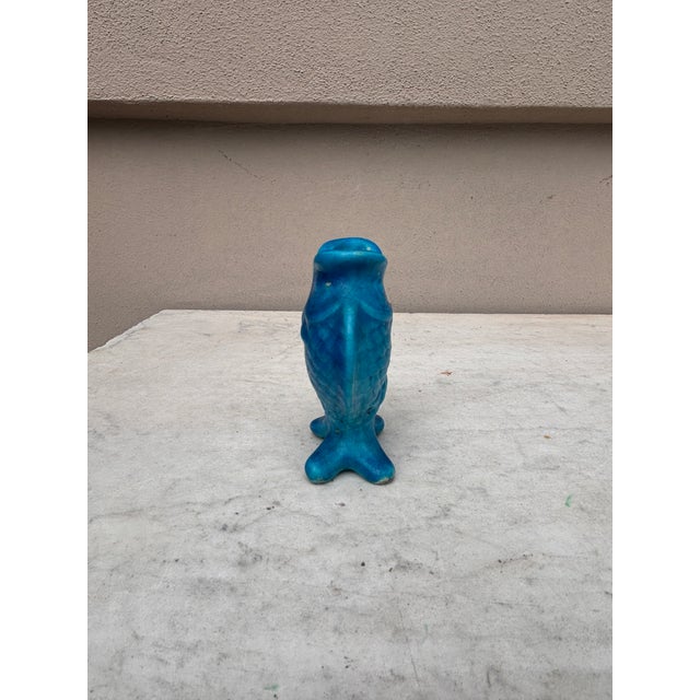 Art Deco Small French Art Deco Turquoise Fish Vase Lachenal For Sale - Image 3 of 5