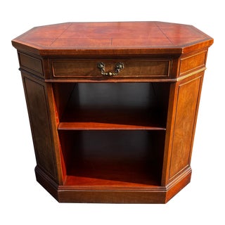 1950s Henredon Tooled Leather Top Side Table For Sale