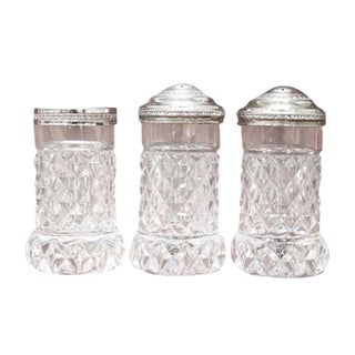 Crystal Salt and Pepper Shakers, 1930s, Set of 3 For Sale