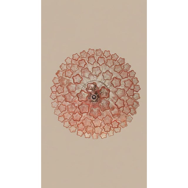 2020s Pink Murano Glass Chandelier | 78 Hand-Blown Tubes, Four-Tier Star Design, Nickel Frame For Sale - Image 5 of 5