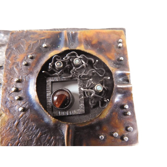 Metal 1991 Large Sculptural Sterling and Copper Opal Studio Brooch For Sale - Image 7 of 7