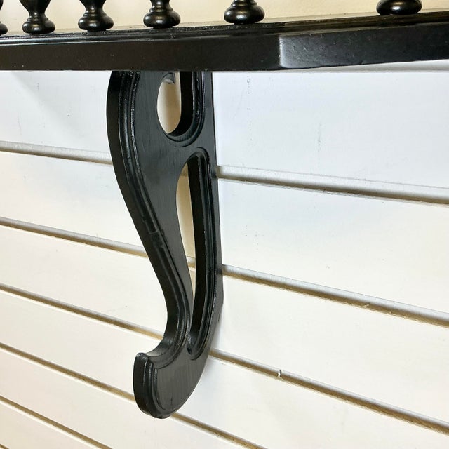 1950s Vintage Boho Chic Arts & Crafts Wood Wall Mounted Shelf, Newly Painted For Sale - Image 9 of 12