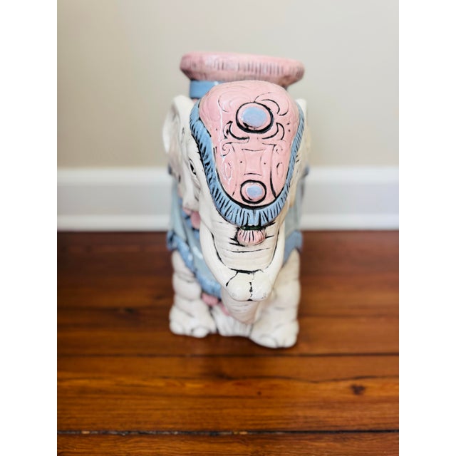 Mid 20th Century Vintage Pastel Pink and Blue Elegant Garden Stool or Side Table For Sale - Image 5 of 11