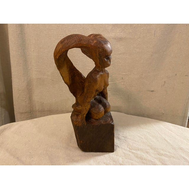 1960s Siren Statue Wood Carved Signed For Sale In Raleigh - Image 6 of 12