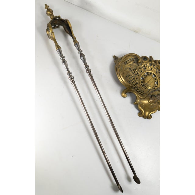 19th Century French or Austrian Bronze Rococo Revival Fireplace Tool Set For Sale - Image 13 of 18