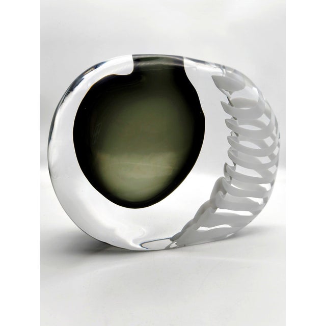 An exceptional, rare mid-century Murano glass vase from the "Momento" series. "Sasso con spirale", designed by the...