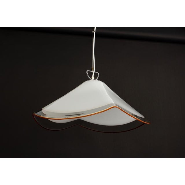 Large White Glass Pendant Light attributed to Kalmar-Fazzoletto, Austria, 1970s For Sale - Image 9 of 11