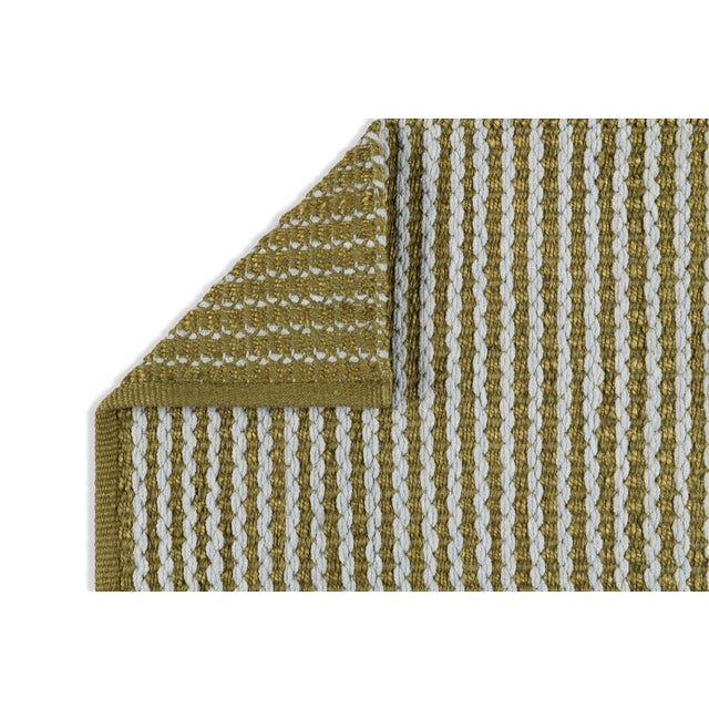 Not Yet Made - Made To Order Part & Parcel Goods Textured Scallop Stripe Rug, 5'x8', Moss and Pale Blue For Sale - Image 5 of 5