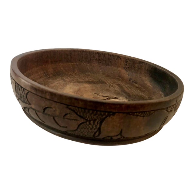 Handcarved African Hardwood Rhino Bowl / Catchall For Sale