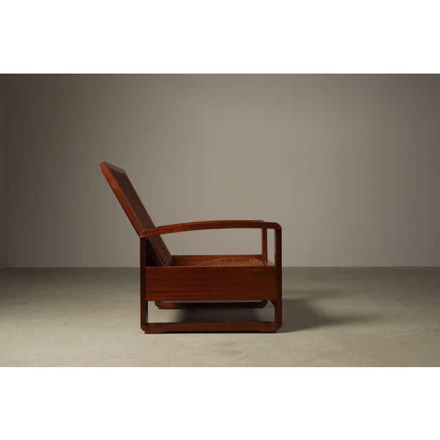 Wood Mid-Century Architectural Teak Lounge Chair with Cane Seat, 1950s For Sale - Image 7 of 16