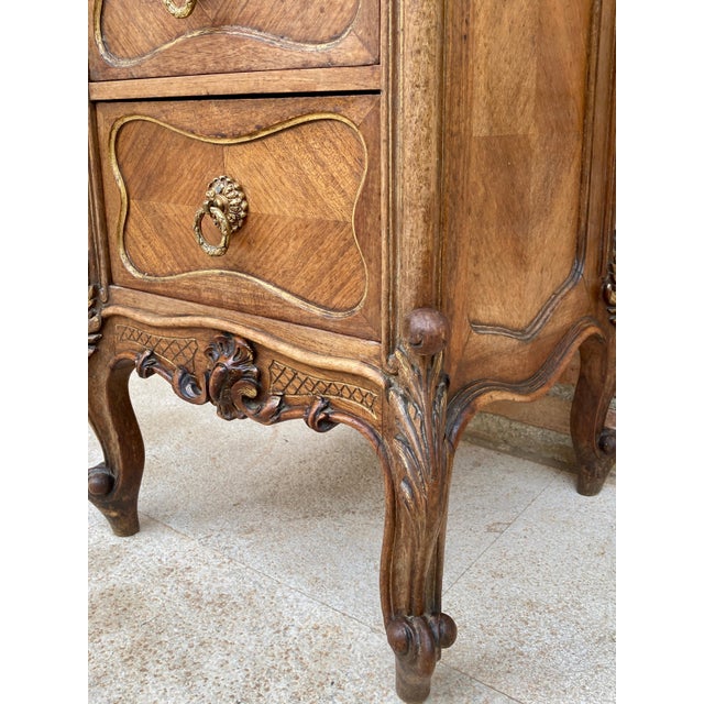 Early 20th Century Louis XVI Style Spanish Nightstands in Wood and Red Marble, 1920s, A Pair For Sale - Image 14 of 18