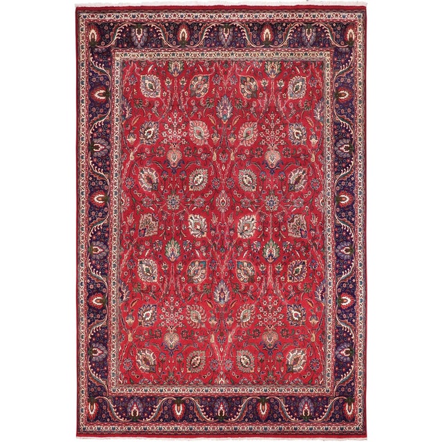 Floral Persian Vintage Tabriz Red/Purple Wool Rug - 9'7'' X 13'1'' For Sale - Image 10 of 10