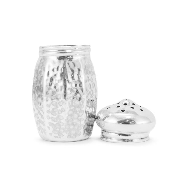 Late 20th Century Vintage Sterling Silver Hammered Salt & Pepper Shakers Home Flatware Set For Sale - Image 5 of 8