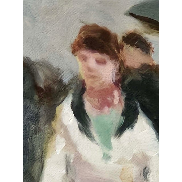 André Gisson Signed Original Paris Street Scene With Figures and Carriage Oil on Canvas, Framed For Sale - Image 14 of 16